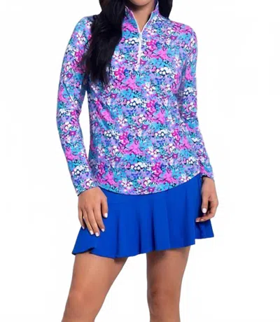 Ibkul Perfect Day Top In Pink Multi In Blue