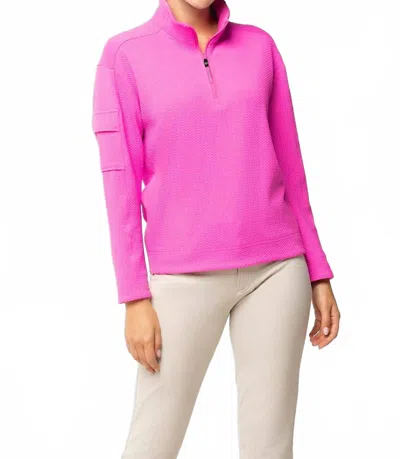 Ibkul Popcorn 1/4 Zip Top In Hot Pink