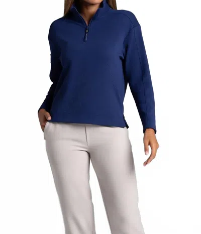 Ibkul Popcorn 1/4 Zip Top In Navy In Blue