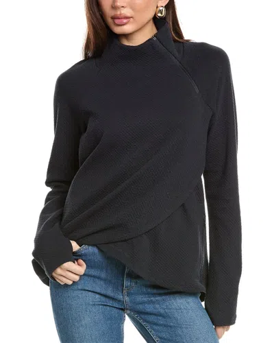IBKUL POPCORN STITCH ASYMMETRICAL ZIP PULLOVER