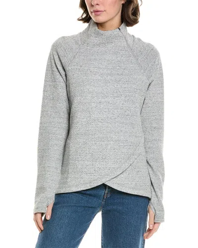 Ibkul Popcorn Stitch Asymmetrical Zip Pullover In Brown
