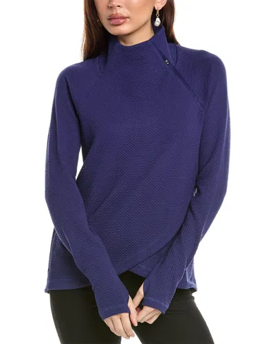 Ibkul Popcorn Stitch Asymmetrical Zip Pullover In Navy