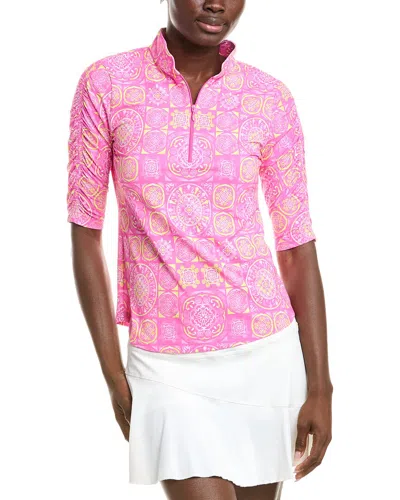 IBKUL IBKUL RUCHED ELBOW LENGTH SLEEVE TOP