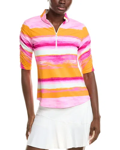 IBKUL RUCHED ELBOW LENGTH SLEEVE TOP