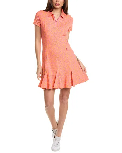 Ibkul Short Sleeve Godet Dress In Orange