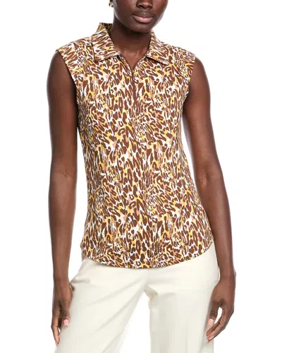 Ibkul Sleeveless Polo Shirt In Brown