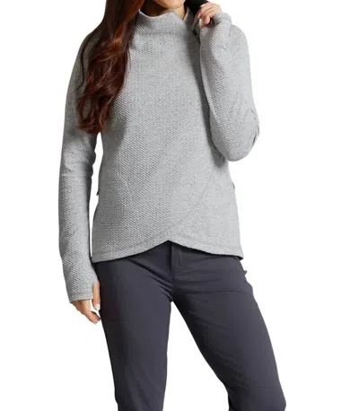 Ibkul Solid Popcorn Stitch Asymmetrical Zip Pullover In Oxford In Blue