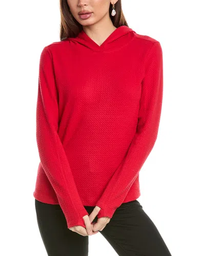 Ibkul Solid Popcorn Stitch Hoodie In Red