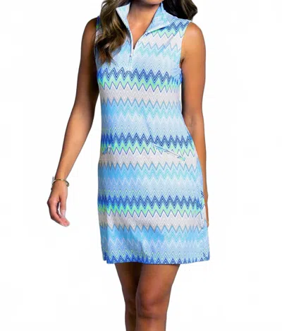 Ibkul Susan Print Sleeveless Mock Dress In Seafoam Multi