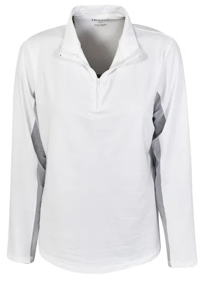 Ibkul Top Womens White Long Sleeve Moisture Wicking Mock Neck 1/4 Zip Dsgl731