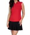 Ibkul Solid Sleeveless Polo In Red In Red