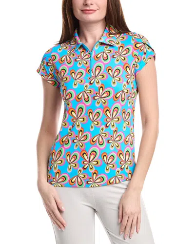 Ibkul Tulip Sleeve Polo Shirt In Blue
