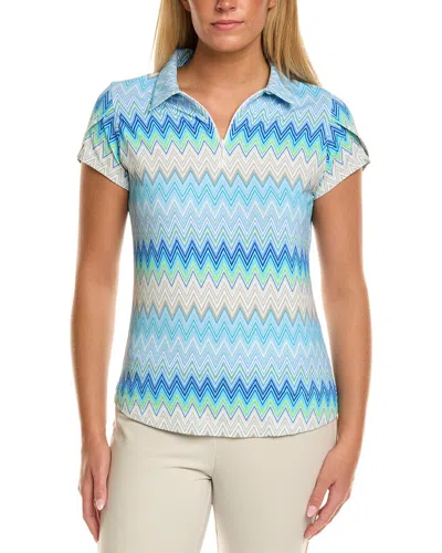 Ibkul Tulip Sleeve Polo Top In Blue