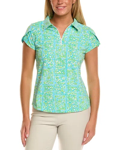Ibkul Tulip Sleeve Polo Top In Green