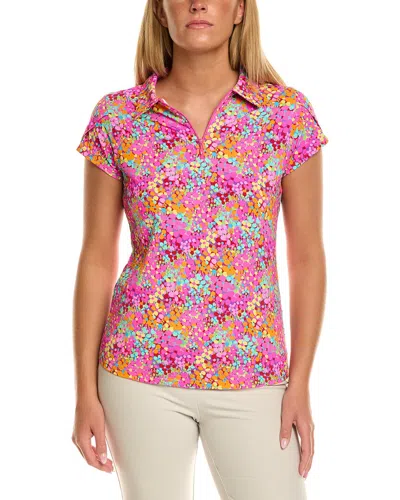 Ibkul Tulip Sleeve Polo Top In Pink