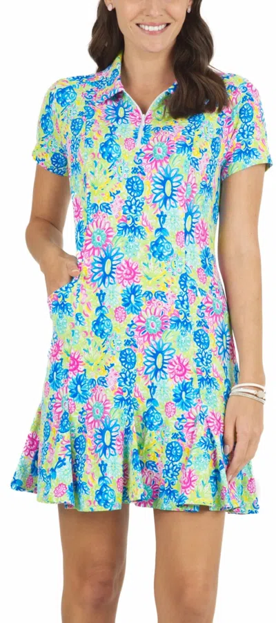 Ibkul Women's Lilli Print Godet Golf Dress In Green/blue In Multi