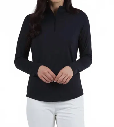 Ibkul Women's Long Sleeve Mock Neck Top In Black In Blue
