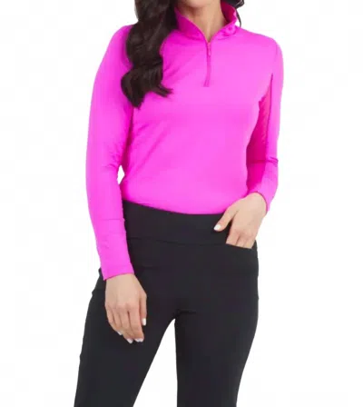 Ibkul Women's Long Sleeve Mock Neck Top In Hot Pink
