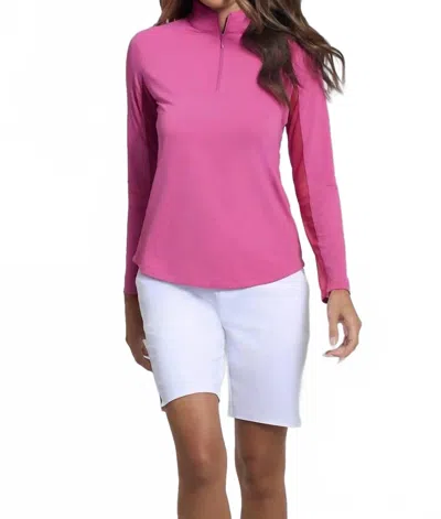 Ibkul Women's Long Sleeve Mock Neck Top In Rose In Pink