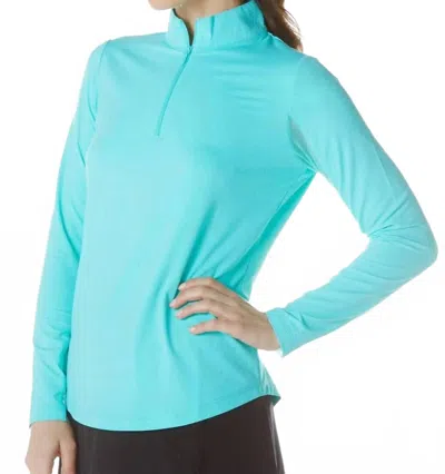 Ibkul Women's Long Sleeve Mock Neck Top In Seafoam In Blue