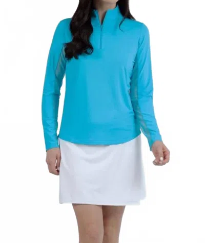 Ibkul Women's Long Sleeve Mock Neck Top In Turquoise In Blue