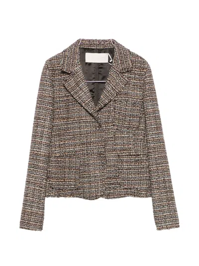 Iblues Bouclé-knit Single-breasted Jacket In Brown