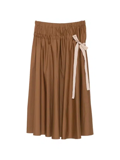 Iblues Bow-detail Midi Skirt In 브라운