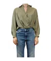 Iblues Button-down Pleated Shirt In Green