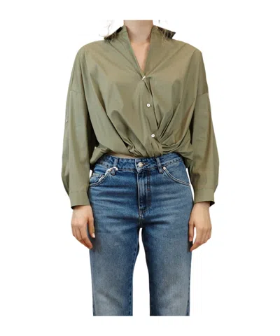Iblues Button-down Pleated Shirt In Green