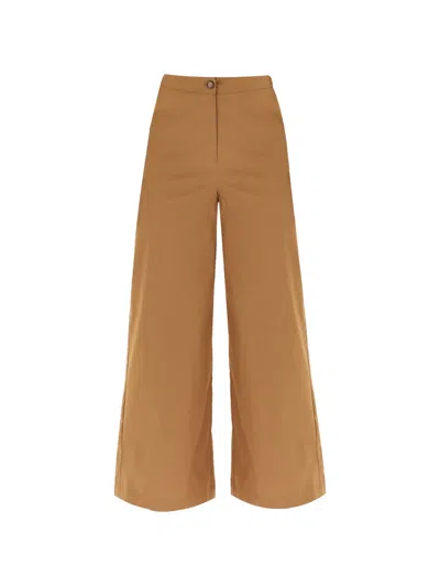 Iblues Button Palazzo Trousers In Brown