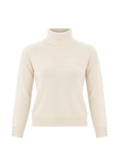 Iblues Button-cuff Roll-neck Sweater In Neutrals