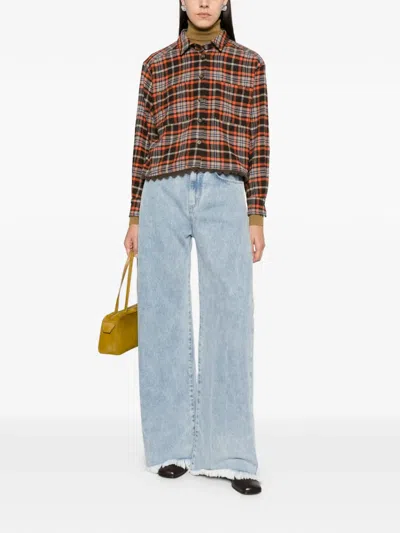 Iblues Check-pattern Scalloped-edge Shirt In Orange
