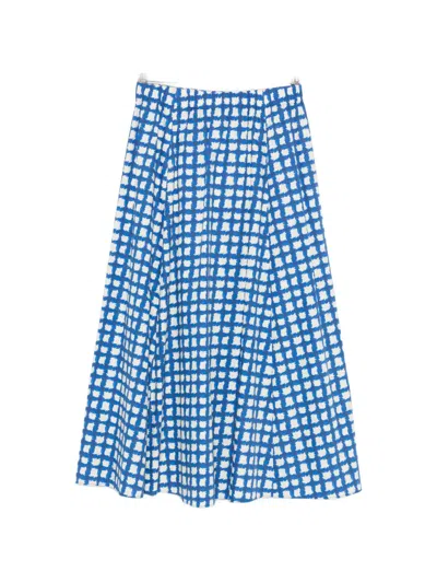 Iblues Check-print Short-sleeve Midi Dress In Blue
