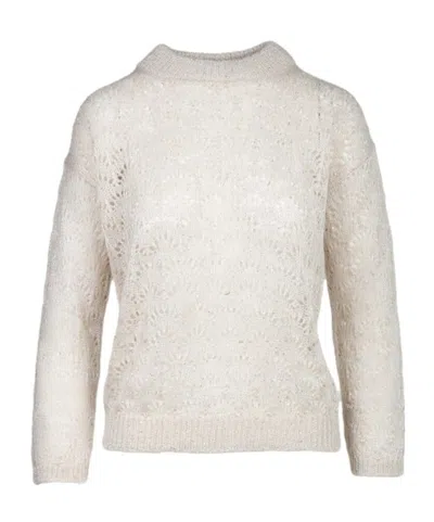 Iblues Crew Neck Long Sleeve Sweater In White