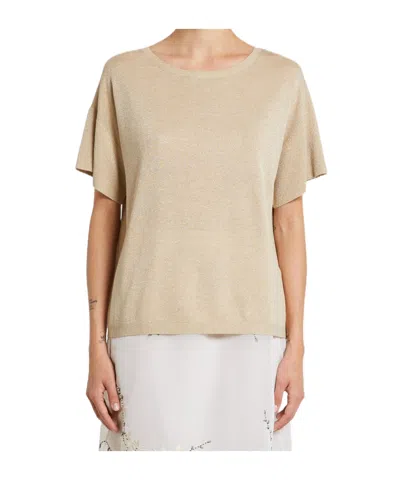 Iblues Crew Neck Short-sleeved Knit Sweater In Neutral