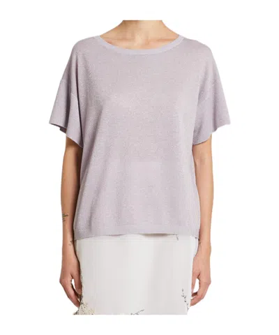 Iblues Crew Neck Short-sleeved Knit Sweater In Purple