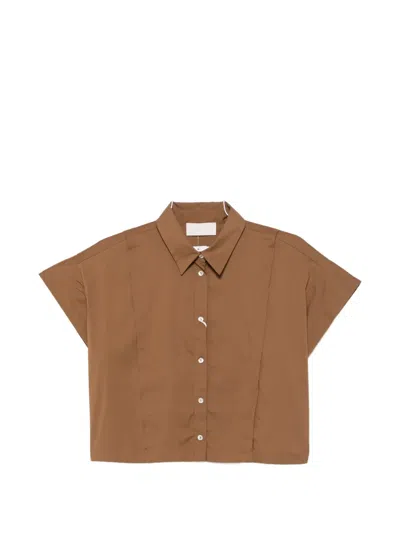 Iblues Cropped Button-down Shirt In Brown