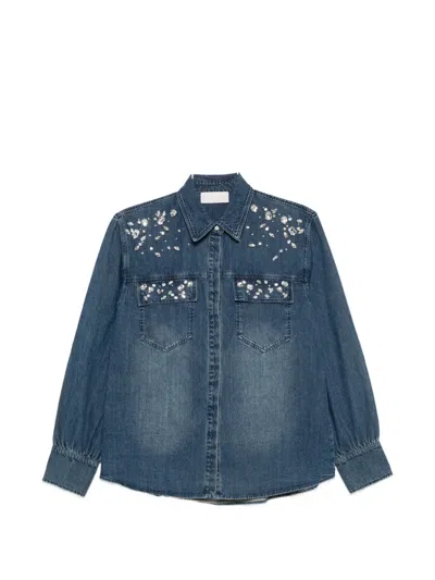 Iblues Crystal-embellished Denim Shirt In Yellow