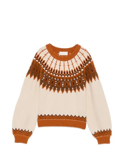 Iblues Crystal-embellished Jacquard-knit Sweater In Neutral