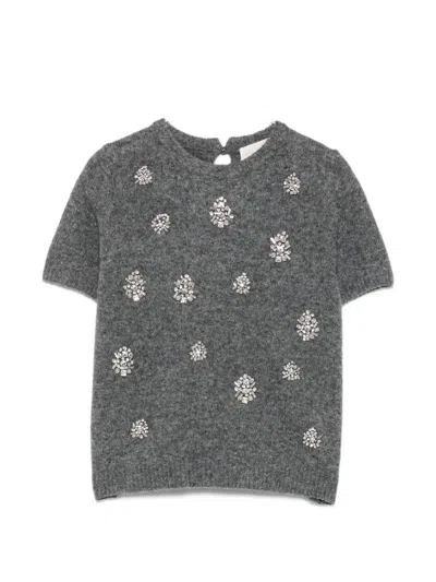Iblues Crystal-embellished Short-sleeve T-shirt In Gray