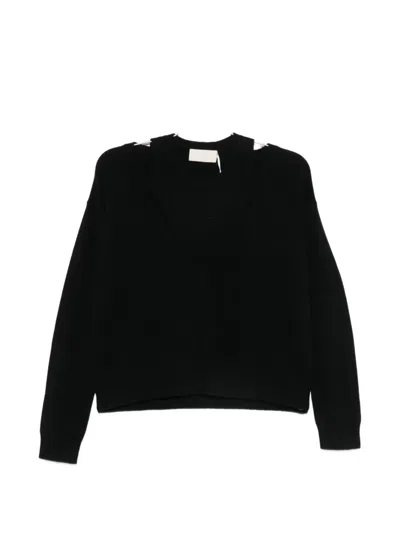 Iblues Cut-out Layered-effect Sweater In Black