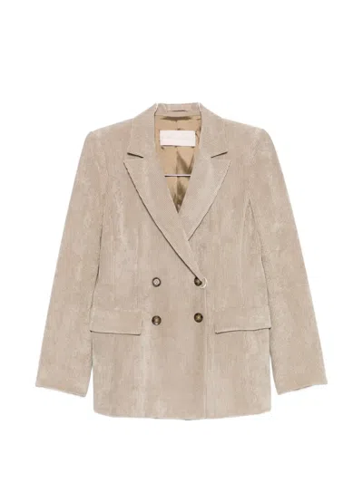 Iblues Double-breasted Corduroy Blazer In Brown