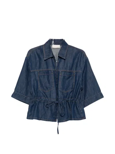 Iblues Drawstring-waist Peplum-hem Shirt In Blue
