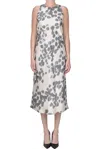 Iblues Est Flower Print Satin Midi Dress In White