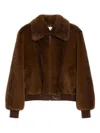 Iblues Faux-fur Zip-front Jacket In Brown