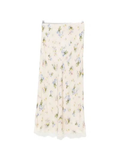 Iblues Floral-pattern Midi Skirt In Neutral