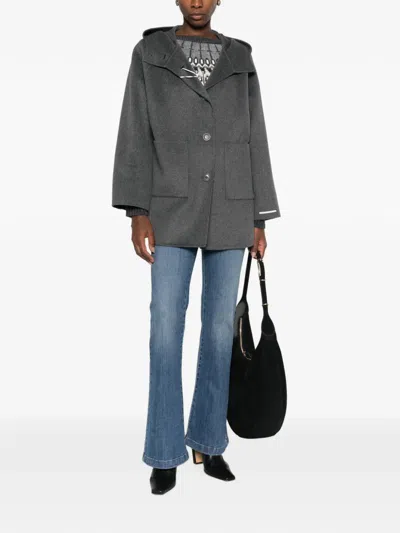 Iblues Hooded Button-up Jacket In Gray