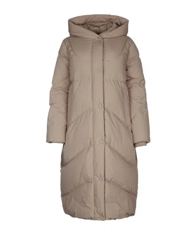Iblues Hooded Puffer Coat In Brown