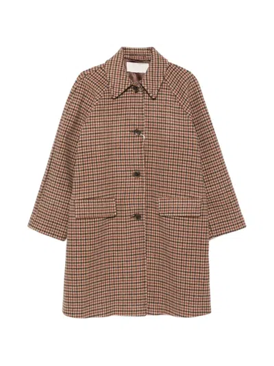 Iblues Houndstooth-pattern Raglan-sleeve Coat In Brown