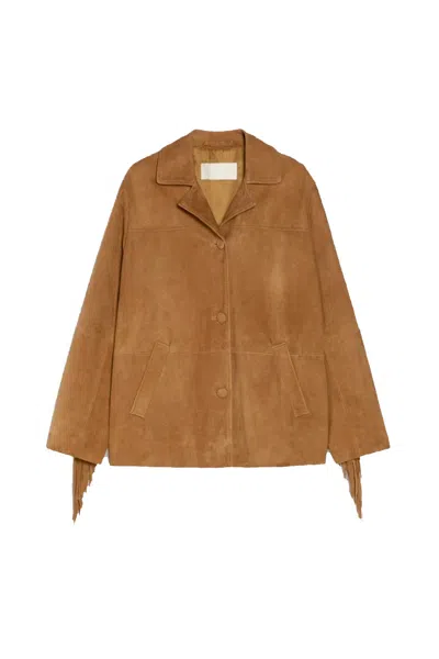 Iblues Beige Technical Nylon Zip-up Jacket In Brown